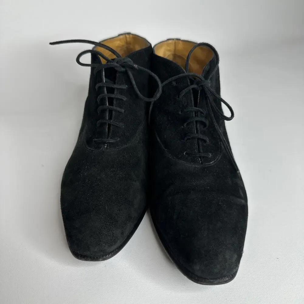 Dieter Kuckelkorn Womens Black Suede Laced Ankle Boots Size 4.5 EUR 35 Handmade